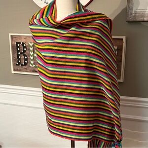 Vintage Mexican Rebozo shawl, multicolored 5 tassels
